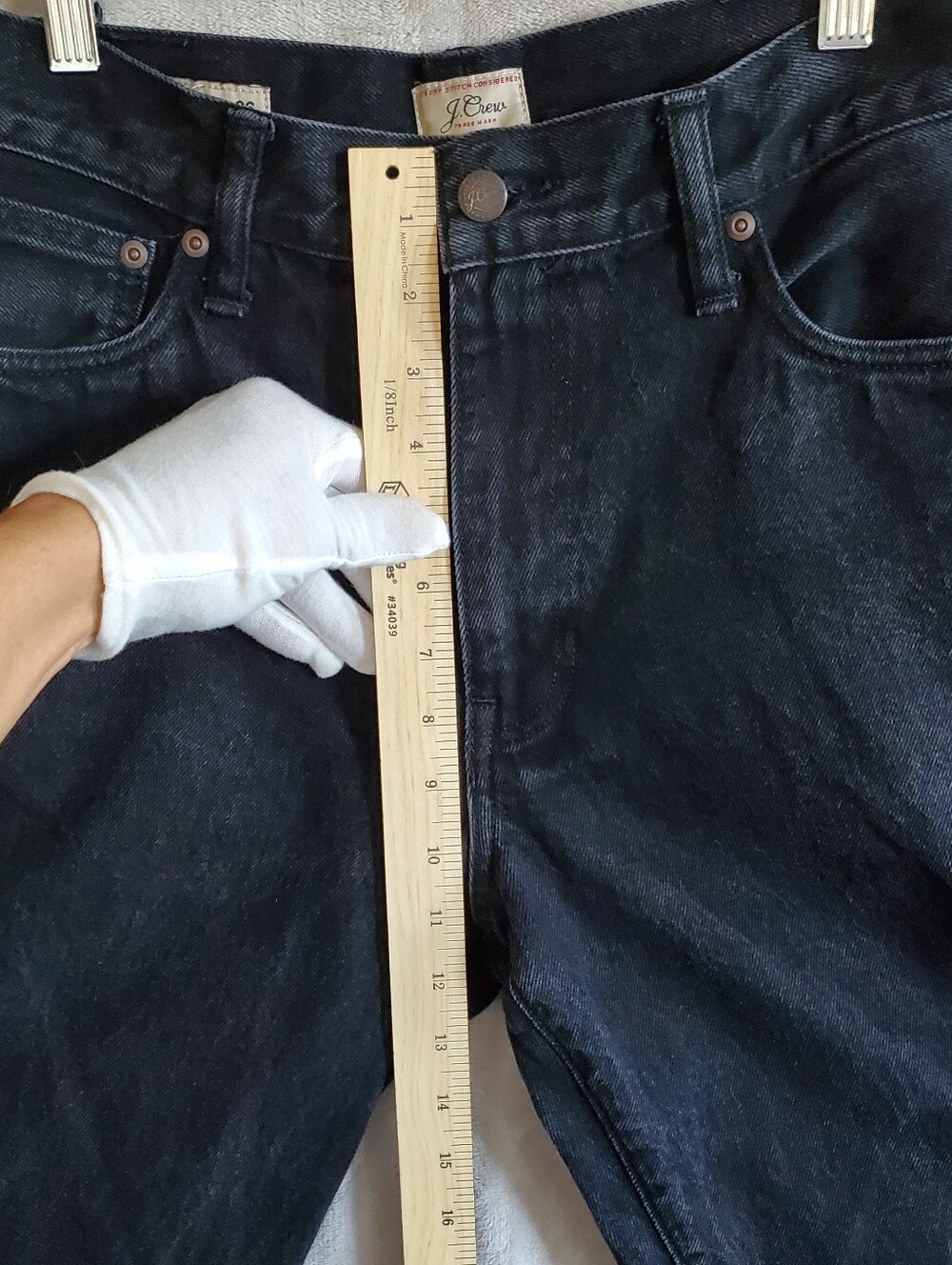 J.Crew Jeans Mens 34x36 Black Classic Straight Leg Dark Wash Denim 100% Cotton - Picture 13 of 15